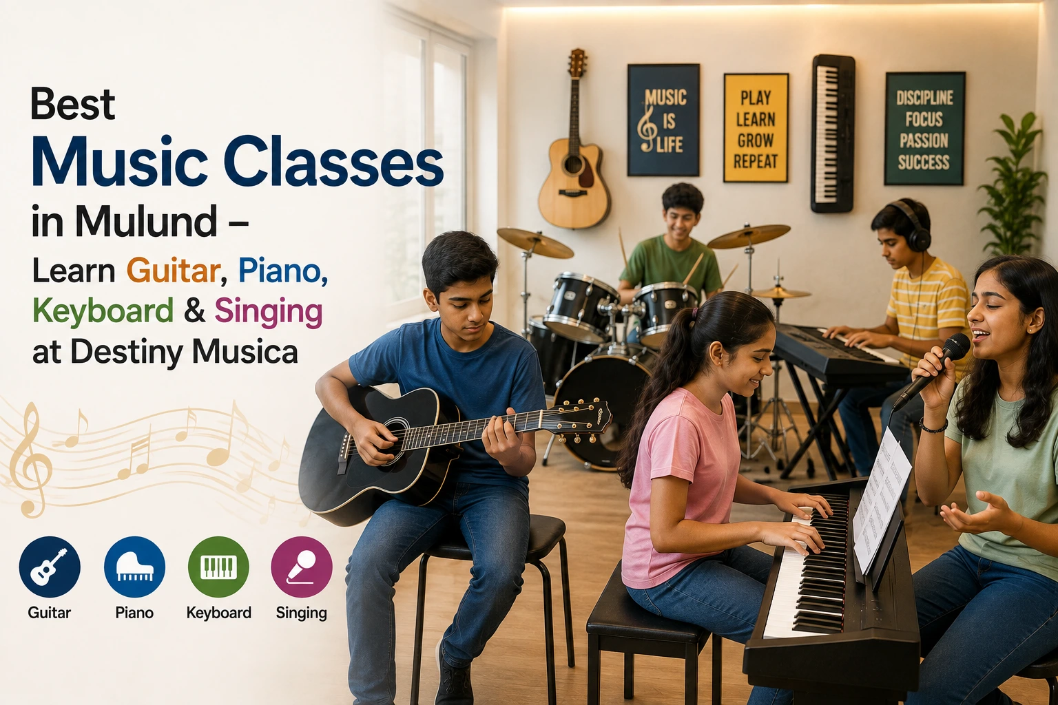 Best Music Classes in Mulund – Learn Guitar, Piano, Keyboard & Singing at Destiny Musica
